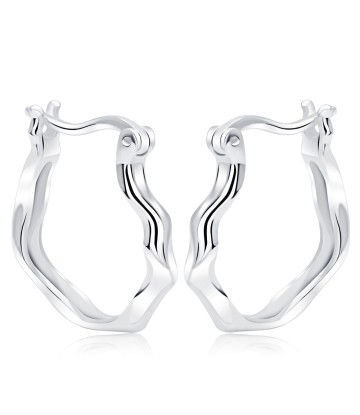 Wavy Curly Wave Design Silver Hoop Earring HO-2510